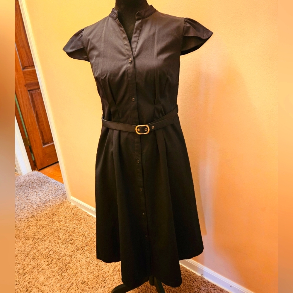 Merona Black Belted A-line Dress